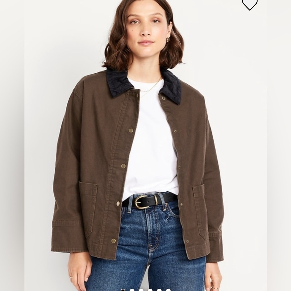 Old Navy Canvas Corduroy Chore Jacket Coat Barn Ranch Gorpcore Fall Oversized